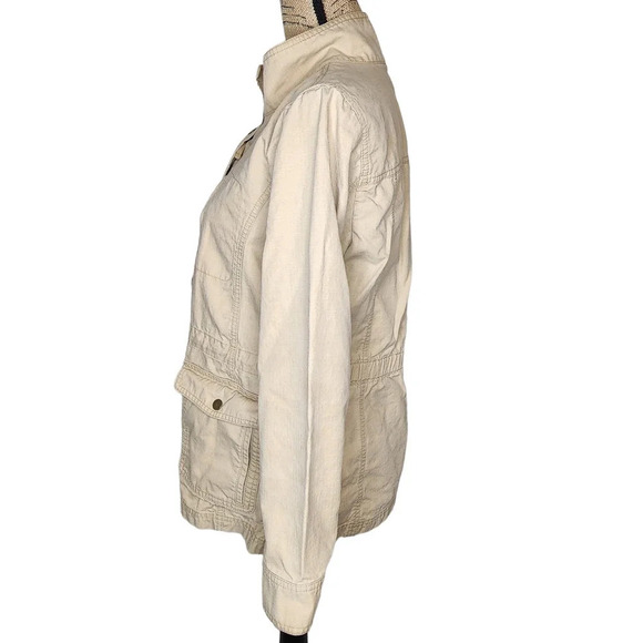 Talbots Womens Cotton Anorak Khaki Jacket Coat Size Medium Beige - Picture 2 of 12